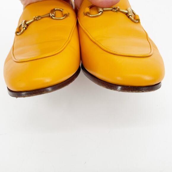 Gucci Yellow Orange Brixton Horsebit Leather Collapsible-heel Loafer EU sz 36.5 - Picture 6 of 12